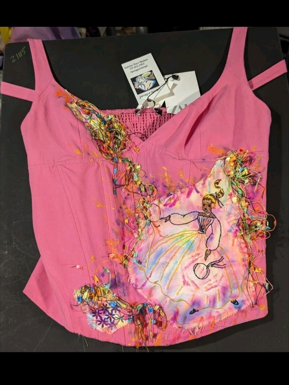 Bustier Top Embroidery Vintage Appliques Size Med Repurposed New